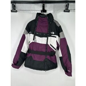 The North Face Steep Tech 550 Ski Jacket Womens L Purple Hooded Belted Snowboard